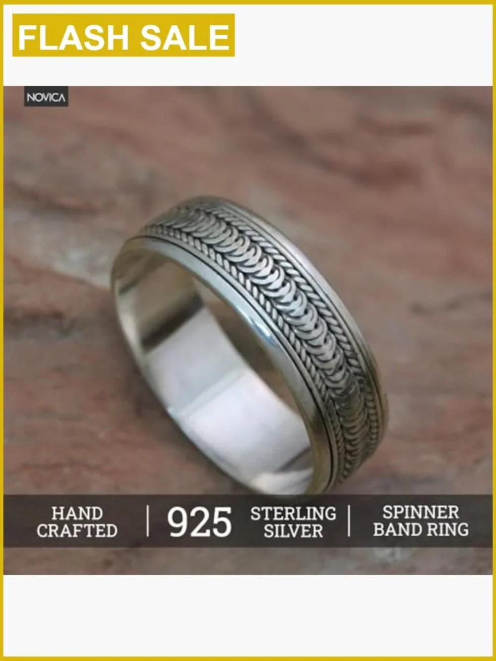 Handcrafted Sterling Silver Meditation Spinner Ring Band